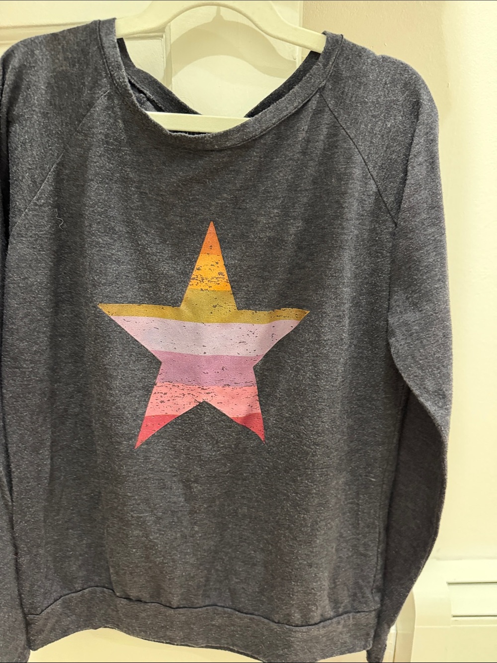 Gray Sweatshirt with Multicolor Star Graphic